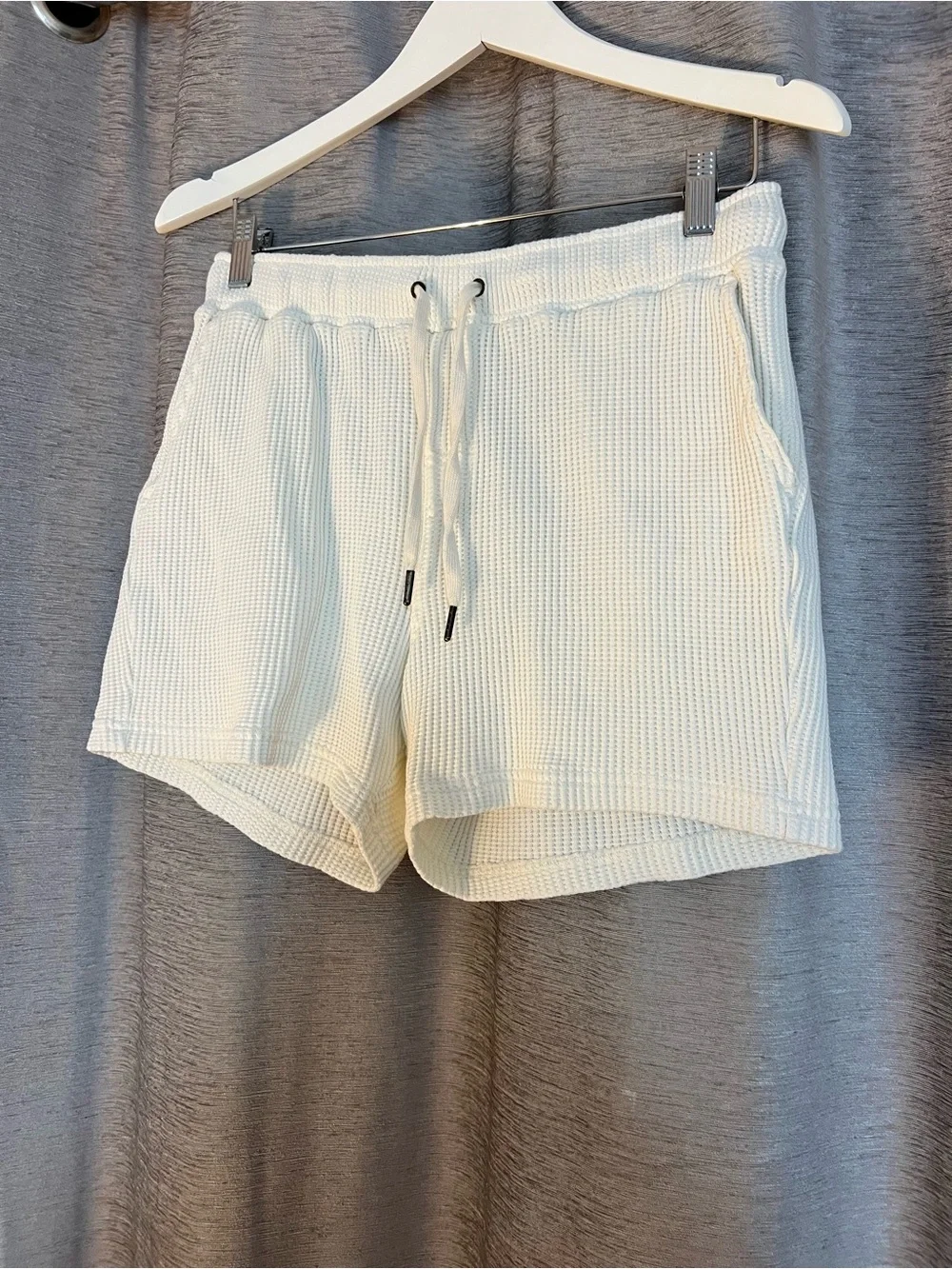 Dandy Del Mar Waffle Knit Lounge Shorts Cream 100% Cotton Drawstring Men’s L